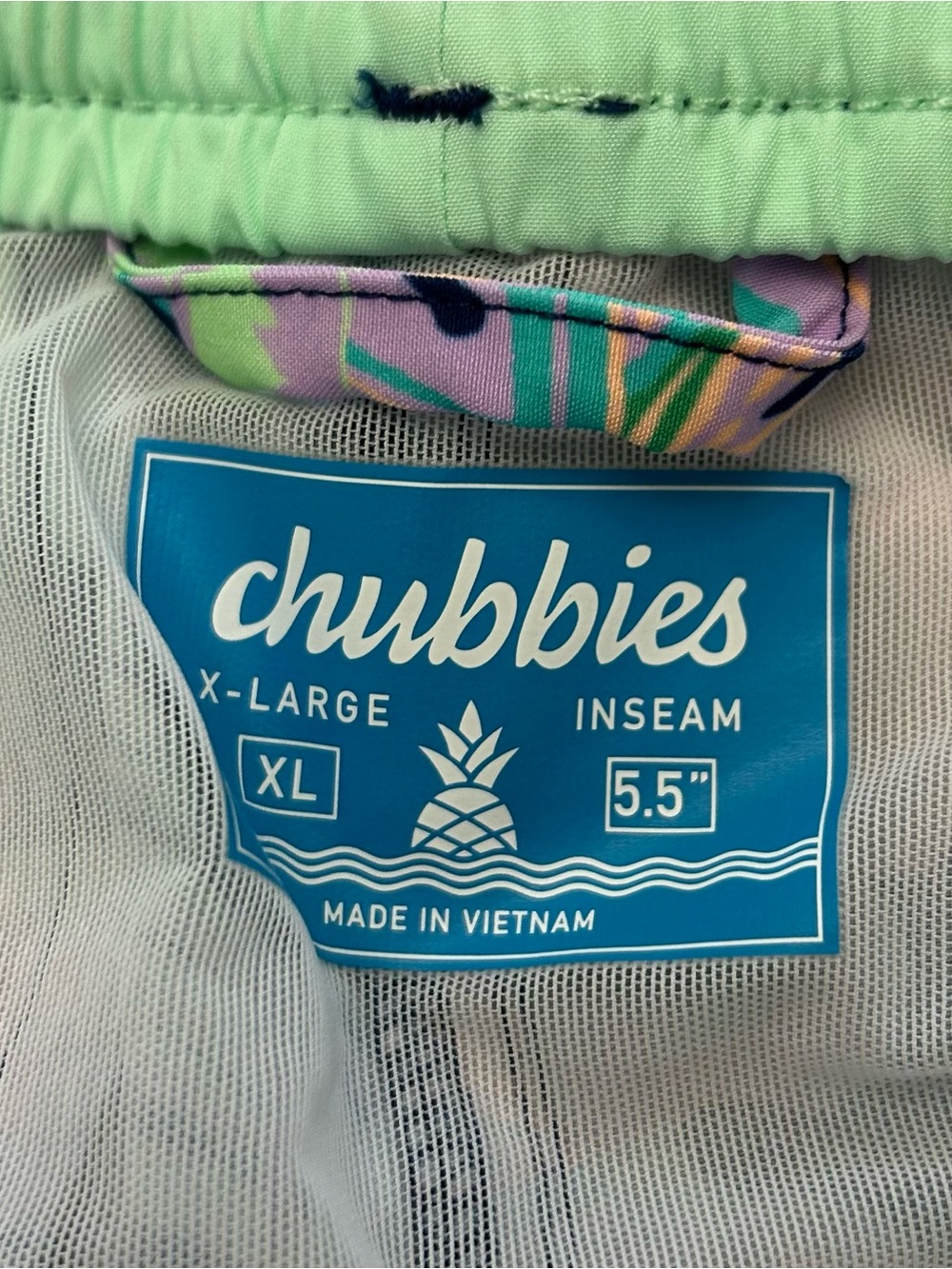 chubbies Navy Neon Tropical Print Swim Trunks - Picture 3 of 4